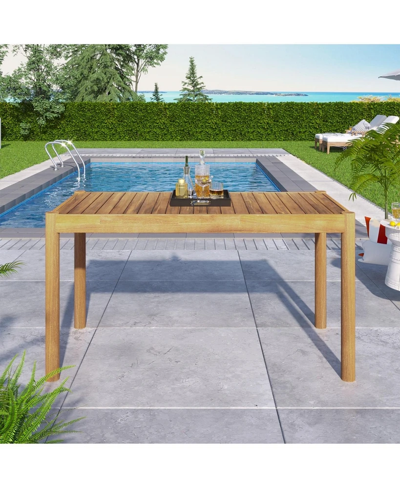 Spacious and Durable Acacia Wood Dining Table for Gatherings and Enjoyable Dining Experiences