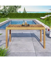 Spacious and Durable Acacia Wood Dining Table for Gatherings and Enjoyable Dining Experiences