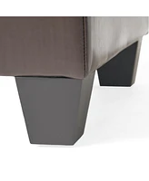 Tufted Leather Storage Ottoman - Dual Opening Tray Top