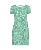 Lands' End Petite Short Sleeve Cotton Modal Wrap Mini Dress