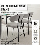 Dyhome Dining Chairs with Curved Backrest, Modern Fabric Upholstered Boucle Kitchen Room Set of 2