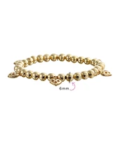 Bling Jewelry Multi Heart Dangle Charms Stretch Bracelet Yellow Gold Plated Brass 6.5 To 7.5 Inch
