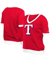 New Era Women's Red Texas Rangers Game Day Rhinestone V-Neck T-Shirt