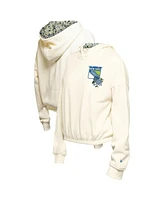 New Era Women's Cream York Rangers Glam Game Quarter-Zip Cropped Floral Hoodie Pullover Top