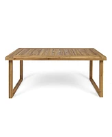 Outdoor Acacia Wood Dining Set, Sandblast Natural Finish