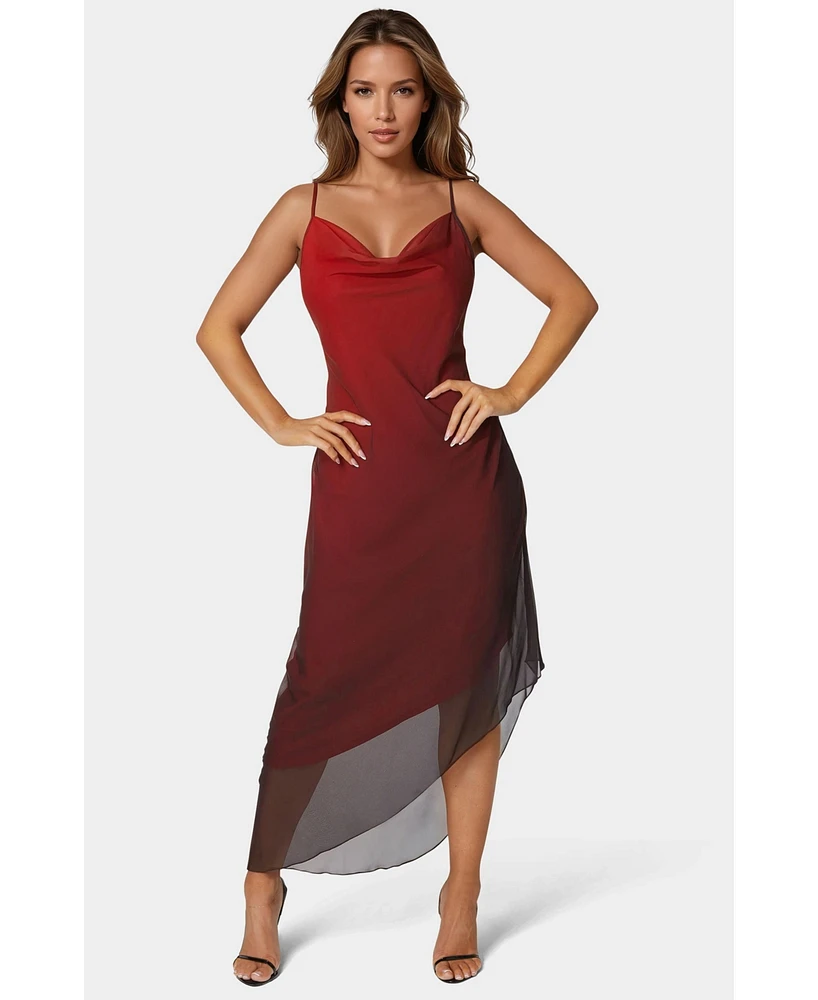 Bebe Women's Ombre Chiffon Cowl Dress