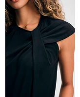 Isaac Mizrahi Women's Twist Neck Short Sleeve Tee
