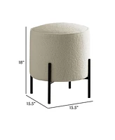 Modern Foam Ottoman with Faux Sheepskin and Matte Metal Legs