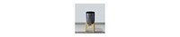 Artisanal Metal Planter – Round Hammered Pot on Wood Arch Stand