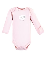 Luvable Friends Baby Girls Preemie Long Sleeve Bodysuits 3pk, Pink Sheep, Preemie
