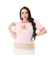 Smak Parlour Plus Flower Cutout Knit Sweater