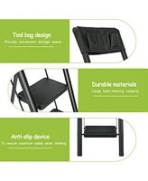 5 Step Ladder Steel Folding Step Stool Ladder with Tool Bag,330 lbs. Load Capacity