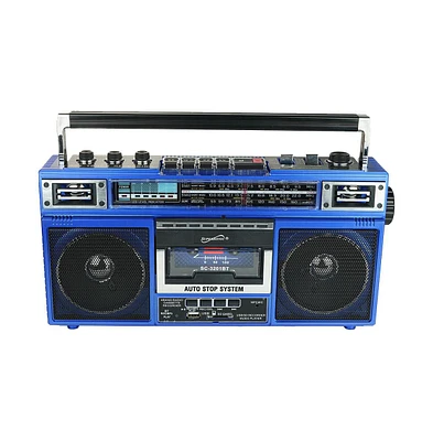 Retro 4-Band Radio and Cassette Player with Bluetooth