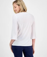 Jm Collection Women's Split-Lace-Up-Neck Blouse, Exclusively at Macy's