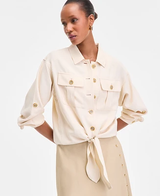 I.n.c. International Concepts Women's Tie-Front Safari Blouse, Exclusively at Macy's
