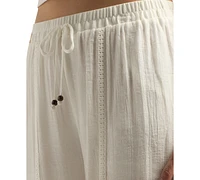 Bcx Juniors' Gauzy Textured-Trim Wide-Leg Pants