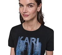 Karl Lagerfeld Paris Women's Embellished Scene Graphic T-Shirt