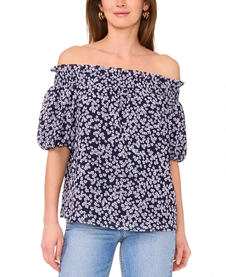 Sam & Jess Women's Printed Smocked Off-The-Shoulder Top