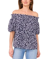 Sam & Jess Women's Printed Smocked Off-The-Shoulder Top