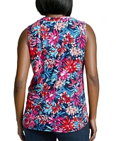 Jones New York Women's Garden Print Sleeveless V-Neck Top
