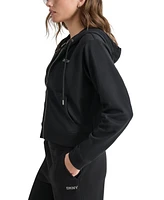 Dkny Sport Women's Cotton-Blend Stud-Logo Full Zip Hoodie