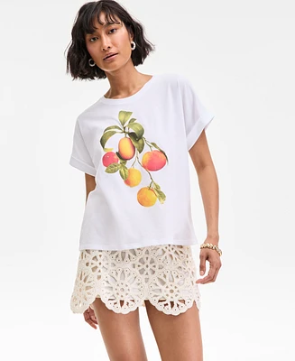 On 34th Women's Oranges Cuffed Graphic T-Shirt, Exclusively at Macy's
