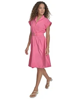 Calvin Klein Women's Belted Cap-Sleeve Commuter Dress