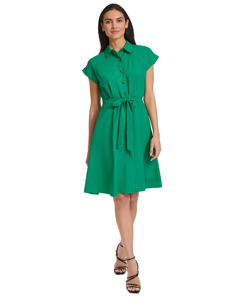 Calvin Klein Women's Belted Cap-Sleeve Shirtdress