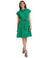Calvin Klein Women's Belted Cap-Sleeve Shirtdress