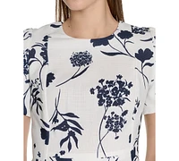 Calvin Klein Women's Floral-Print Tulip-Sleeve Sheath Dress