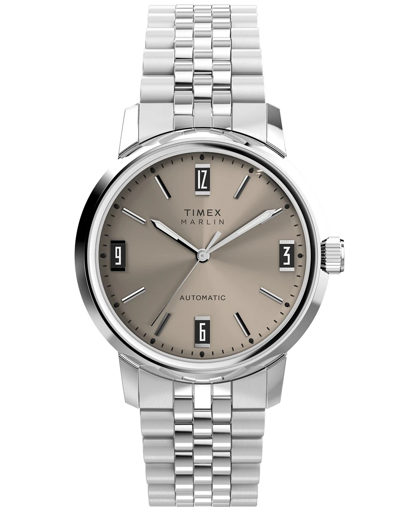 Timex Men's Mechanical Automatic Silver-Tone Stainless Steel Watch, 40mm
