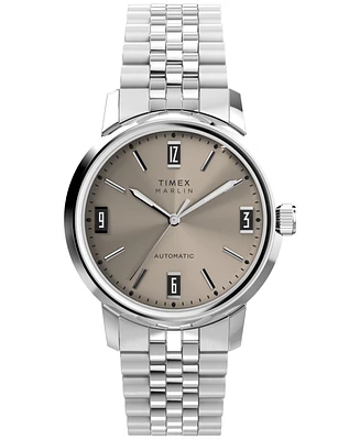 Timex Men's Mechanical Automatic Silver-Tone Stainless Steel Watch, 40mm