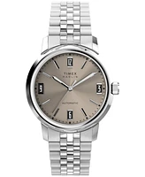 Timex Men's Mechanical Automatic Silver-Tone Stainless Steel Watch, 40mm