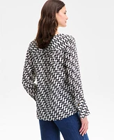 I.n.c. International Concepts Women's Printed Surplice Long-Sleeve Blouse, Exclusively at Macy's