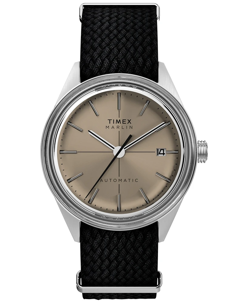 Timex Men's Mechanical Automatic Black Nylon Strap Watch, 38mm