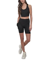 Dkny Sport Women's Ombre-Logo High-Rise 7" Bike Shorts