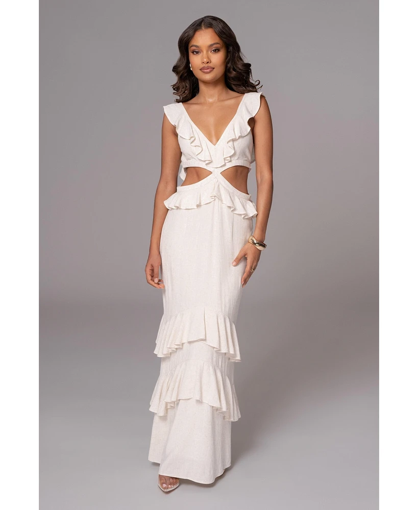 Jluxlabel Women's Sunshine Ruffle Linen Dress