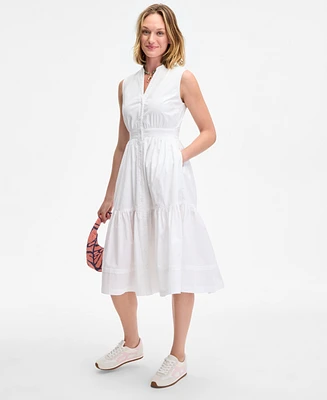 On 34th Women's Sleeveless Tiered Midi Shirtdress, Exclusively at Macy's