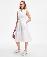 On 34th Women's Sleeveless Tiered Midi Shirtdress, Exclusively at Macy's