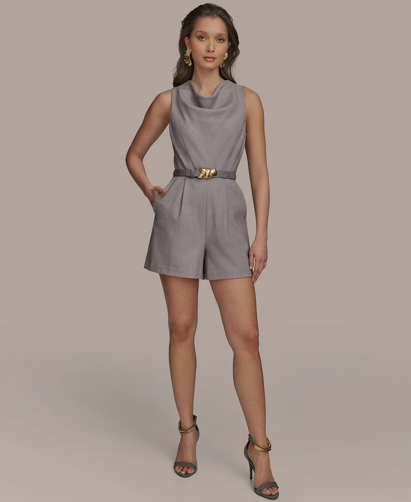 Donna Karan New York Women's Cowlneck Belted Romper