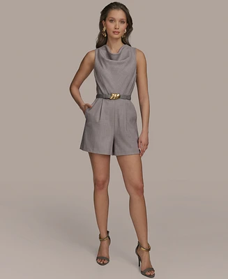 Donna Karan New York Women's Cowlneck Belted Romper