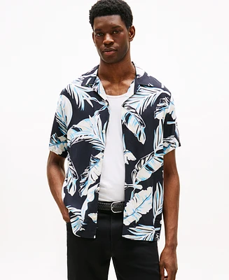 Tommy Hilfiger Men's Regular-Fit Leaf-Print Camp Shirt