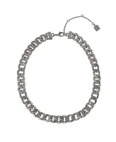 Laundry by Shelli Segal Silver Tone Chunky Chain Necklace with Pave Stones