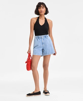On 34th Women's Denim High Rise Paperbag-Waist Shorts, Exclusively at Macy's