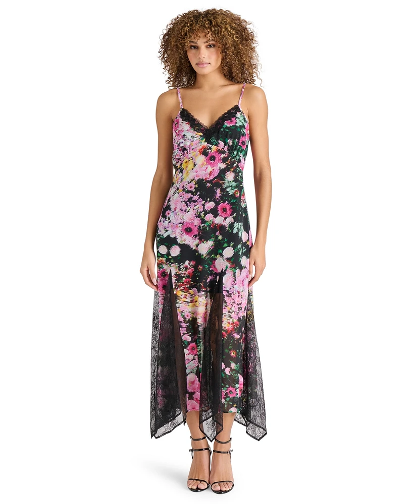 Steve Madden Women's Delia Printed Lace-Trim Maxi Dress