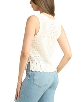 Bcx Juniors' Textured Scalloped Sleeveless Sweater