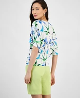 I.n.c. International Concepts Women's Side-Tie Animal-Print Top, Exclusively at Macy's