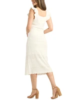 Bcx Juniors' Crochet Square-Neck Sleeveless Sweater Dress