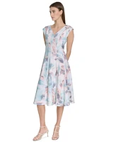 Calvin Klein Women's Watercolor-Print A-Line Dress