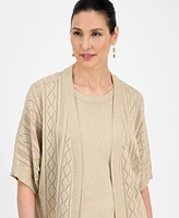 Jm Collection Women's Lurex Open-Front Short-Sleeve Cardigan, Exclusively at Macy's